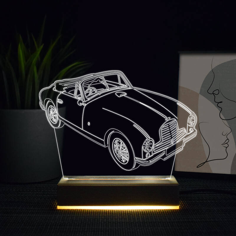 Laser Cut Aston Martin 3D Night Light Free Vector