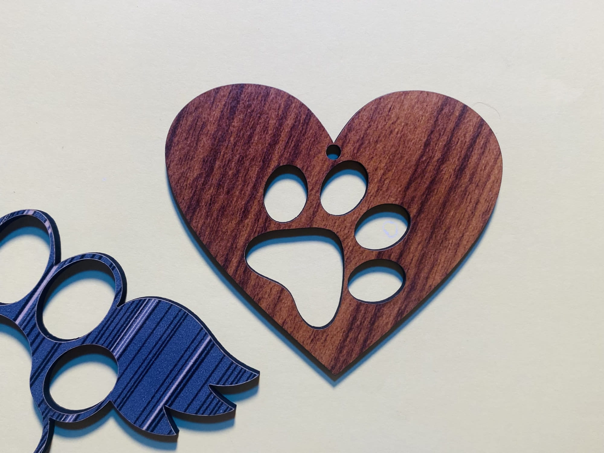 Laser Cut Wooden Heart With Paw Print Christmas Tree Decoration Hanging Ornament Free Vector