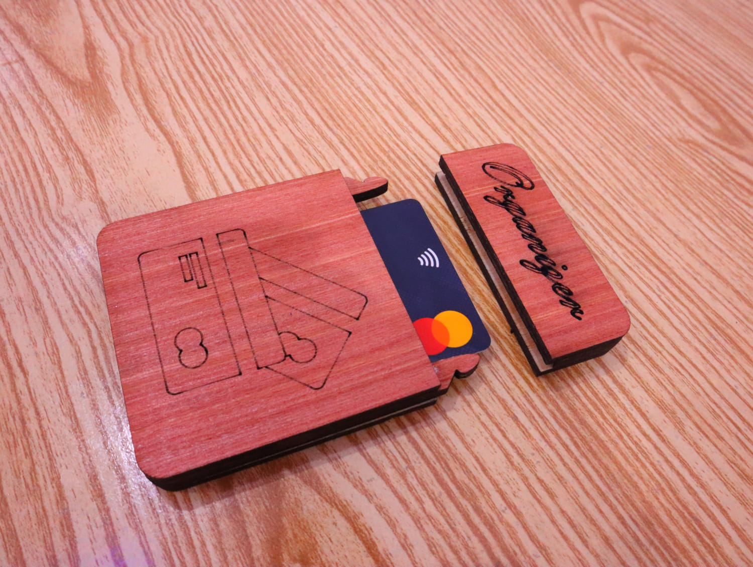 Laser Cut Wooden Card Holder Free Vector
