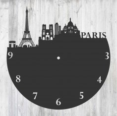 Paris France Vinyl Record Wall Clock Laser Cut Template Free Vector
