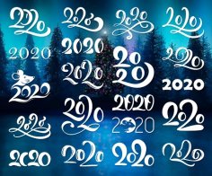 Hand Written Lettering Calligraphy Number 2020 DXF File