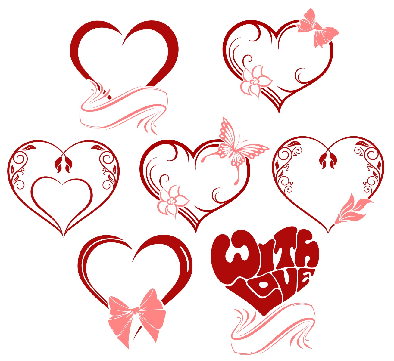 Valentine Day Hearts Vectors SVG File Free Download - 3axis.co