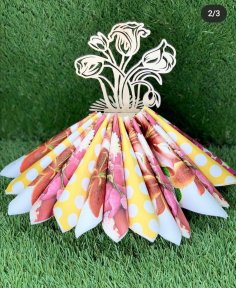Laser Cut Napkin Holder Flowers In Vase Template Free Vector