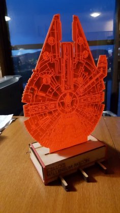 Laser Cut Star Wars Millenium Falcon And Stand 3D Optical Illusion Lamp DXF File