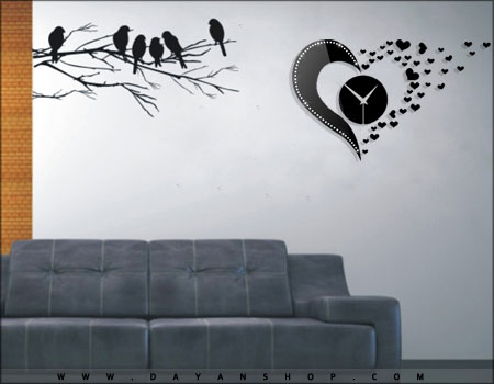 Laser Cut Love Design Flying Hearts Wall Clock Free Vector