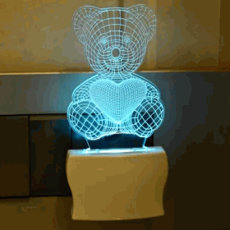 Laser Cut Teddy Bear 3D Illusion Night Lamp Free Vector