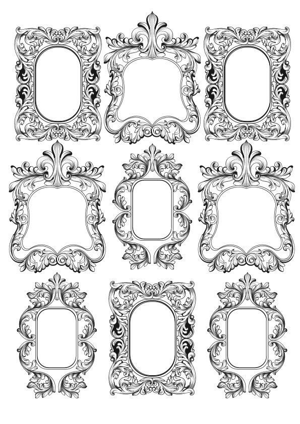baroque frame vector free download