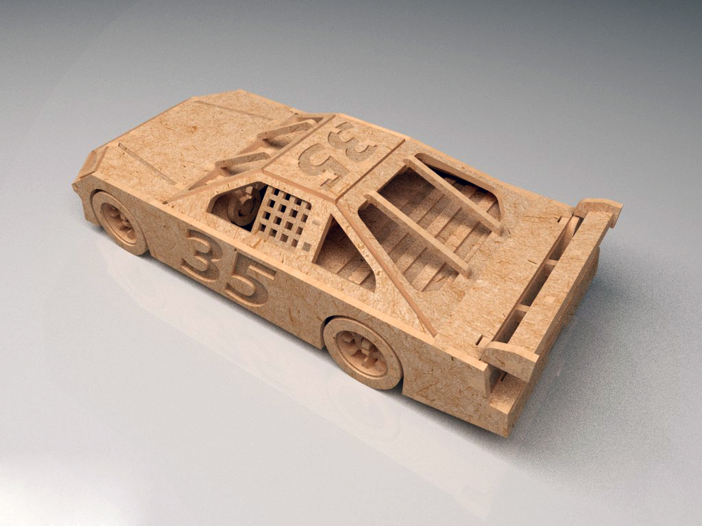 Laser Cut Wooden Nascar 3D Puzzle 3mm PDF File