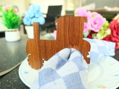 Laser Cut Wooden Napkin Ring Tractor Free Vector