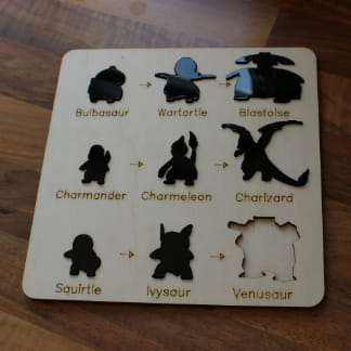 Laser Cut Wooden Pokemon Tray Puzzle Toy SVG File