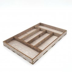 Laser Cut Wooden Rectangle Serving Tray With Compartments Free Vector