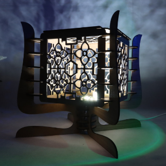 Laser Cut Contemporary Wooden Table Lamp 3mm Free Vector