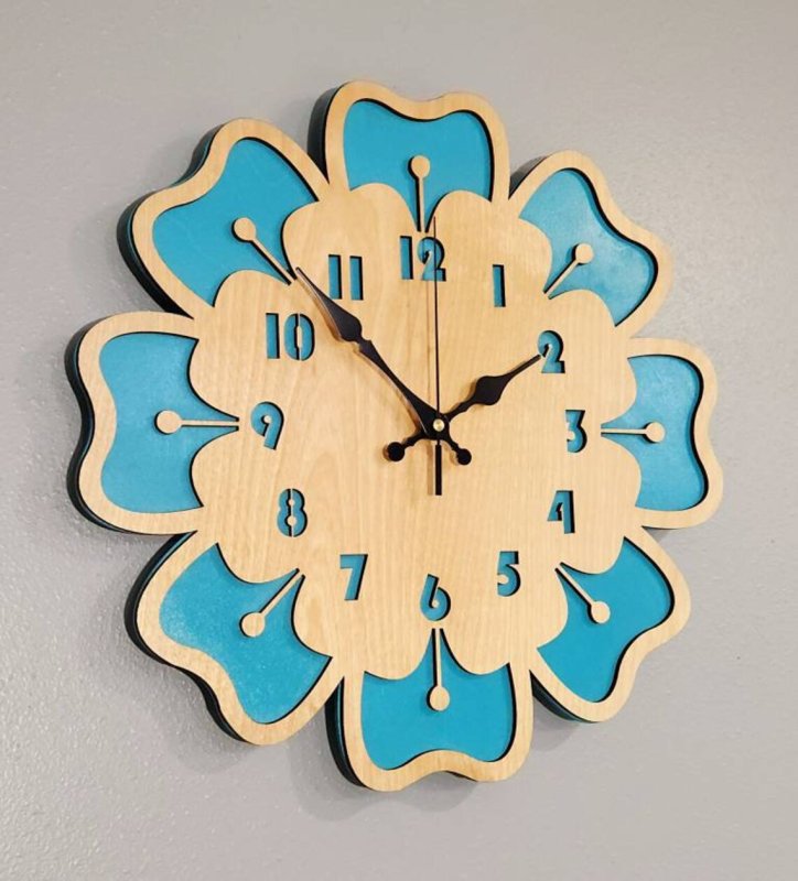 Laser Cut Flower Wall Clock Free Vector Download - 3axis.co - 3D model önizlemesi