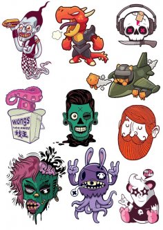 T-Shirt Style Stickers Free Vector