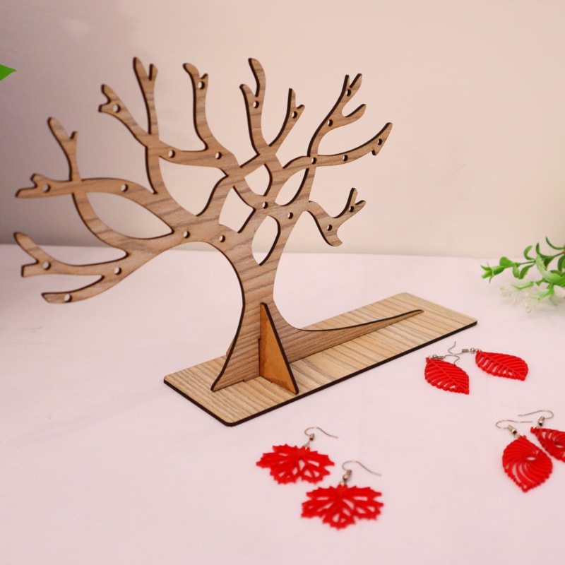 Laser Cut Tree Shaped Earring Display Stand Mdf 3mm DXF File