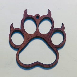 Laser Cut Wooden Paw Print Ornament Free Vector