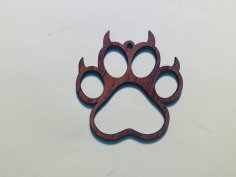 Laser Cut Wooden Paw Print Ornament Free Vector