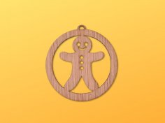 Laser Cut Wooden Gingerbread Man Christmas Ornament Free Vector