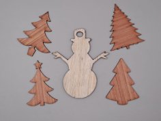 Laser Cut Wood Snowman Craft Blank Decoration Free Vector