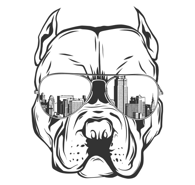 Pitbull Wearing Sunglasses Sticker SVG File Free Download - 3axis.co - 3D model önizlemesi