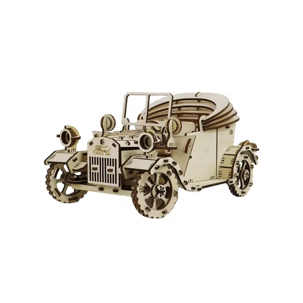 Laser Cut Ford Retro Car 3D Wooden Puzzle Free Vector cdr Download ...