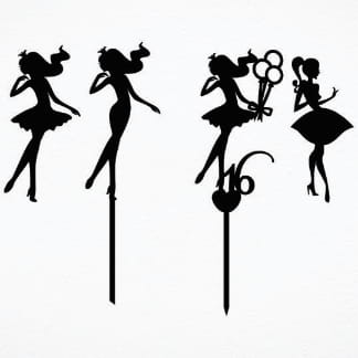 Laser Cut Girls Cake Toppers Free Vector