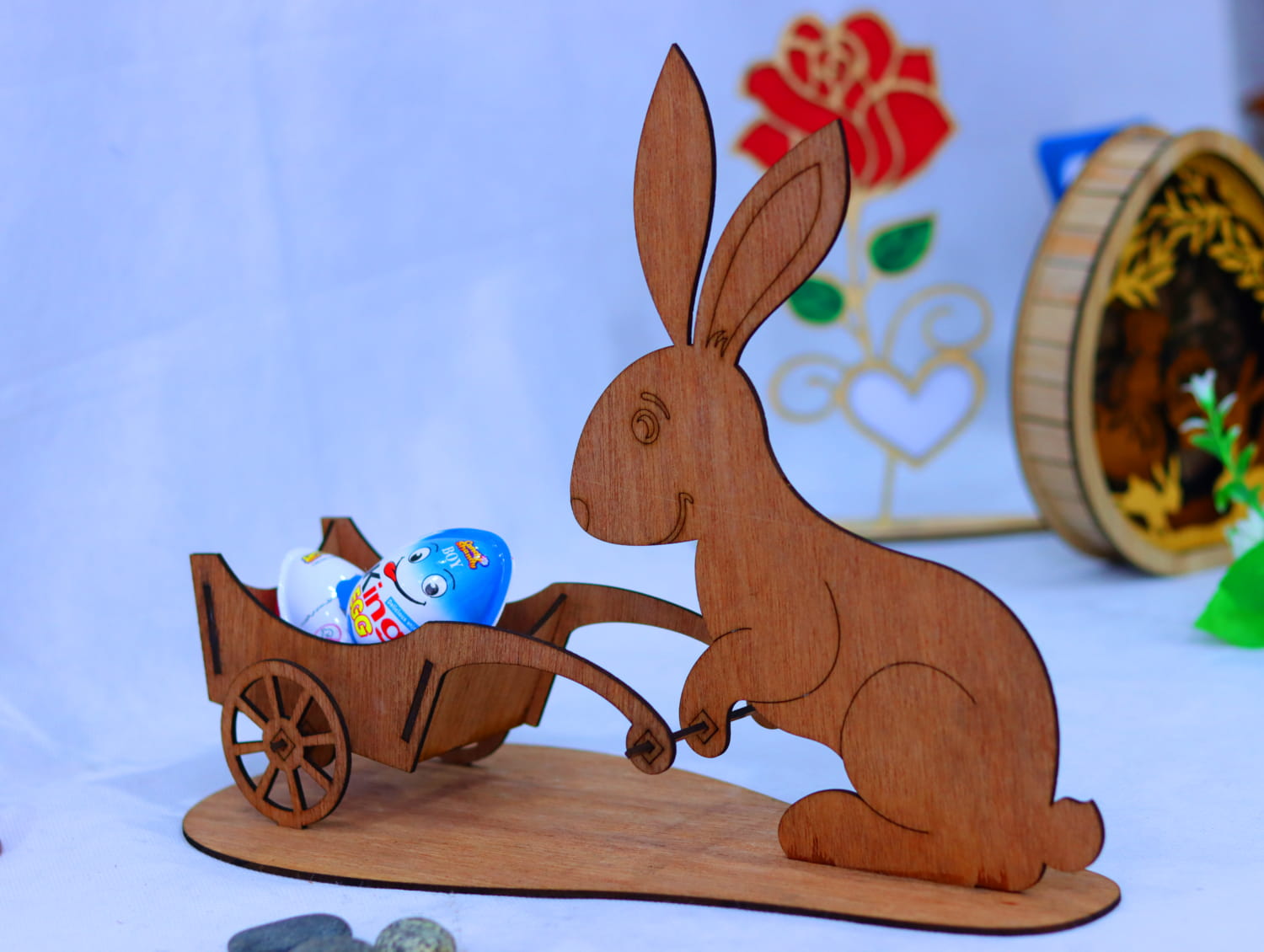 Laser Cut Easter Bunny & Cart 3mm Free Vector