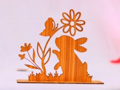 Laser Cut Easter Bunny Decor 3mm Free Vector