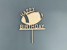 Laser Cut Rugby Ball Happy Birthday Cake Topper Free Vector