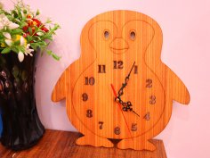 Laser Cut Penguin Wall Clock Free Vector