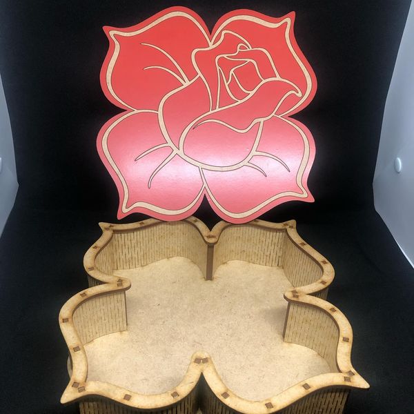 Laser Cut Wooden Rose Gift Box 3mm Free Vector
