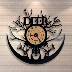 Laser Cut Deer Animals Art Vinyl Record Clock Template Free Vector