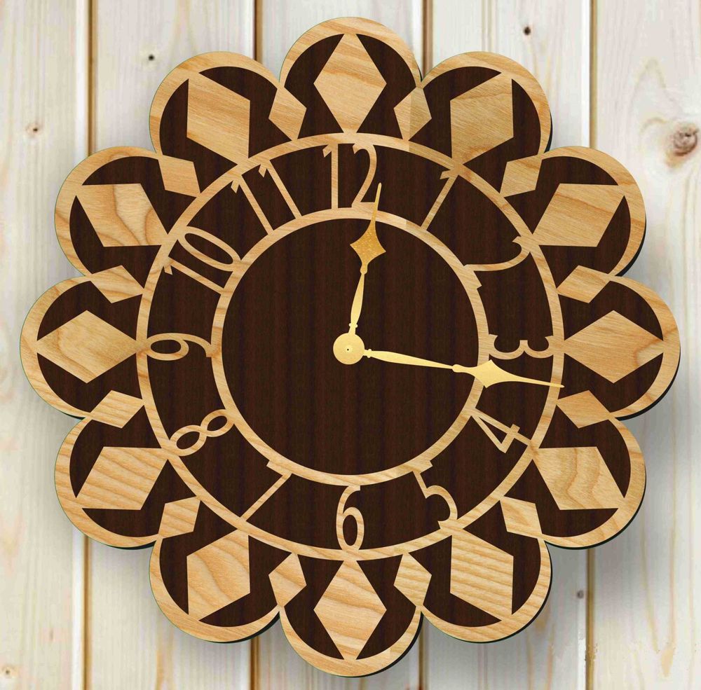 CDR vector plan Wall clock Vector file for laser cutting CNC Instant download. Wooden designer