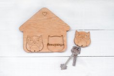Laser Cut Owl Key Hanger Template Free Vector