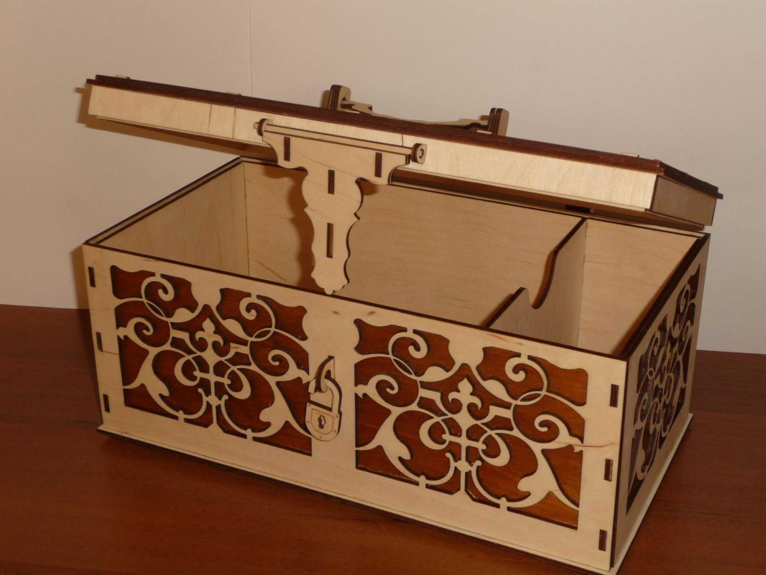 Wooden Gift Box with Lid and Lock Laser Cut CNC Free Vector cdr Download 