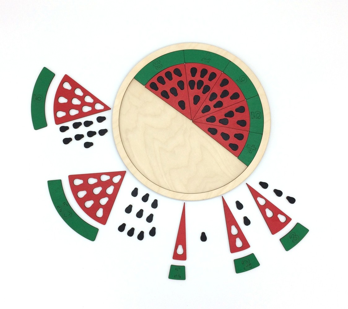 Laser Cut Watermelon Math Game Educational Toy For Kids Free Vector