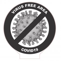 Laser Cut COVID-19 Virus Free Area 3D Acrylic Lamp DXF File