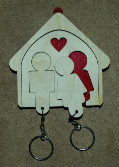 Laser Cut His And Hers Key Holder Wall Mount Key Chain Holder Gift For Couples Free Vector