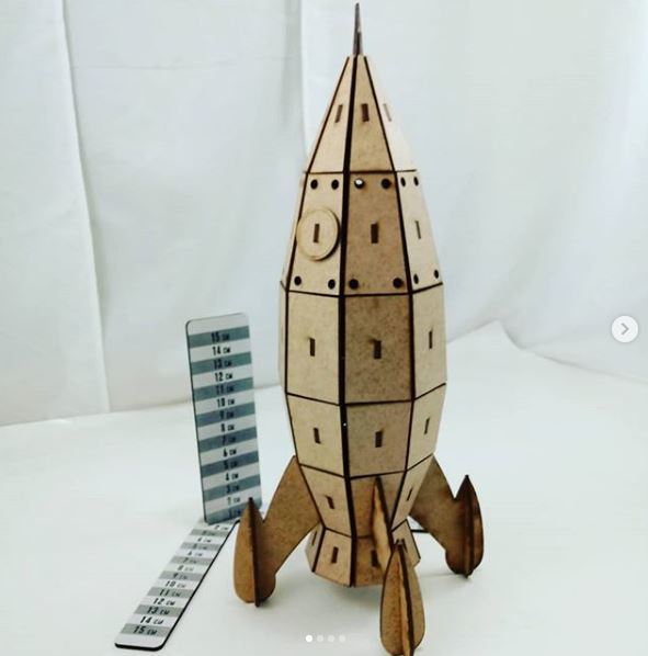 Laser Cut Wooden Rocket Spaceship Toy 3mm Free Vector