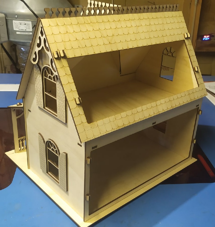 Laser Cut Wooden Decorative Dollhouse Free Vector