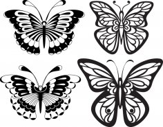 Set Black White Butterflies of a Tattoo Free Vector