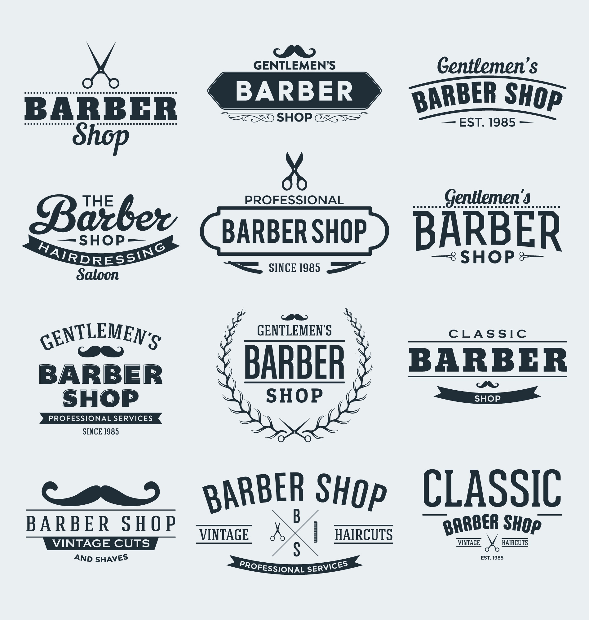 Barber shop vintage logo design Royalty Free Vector Image