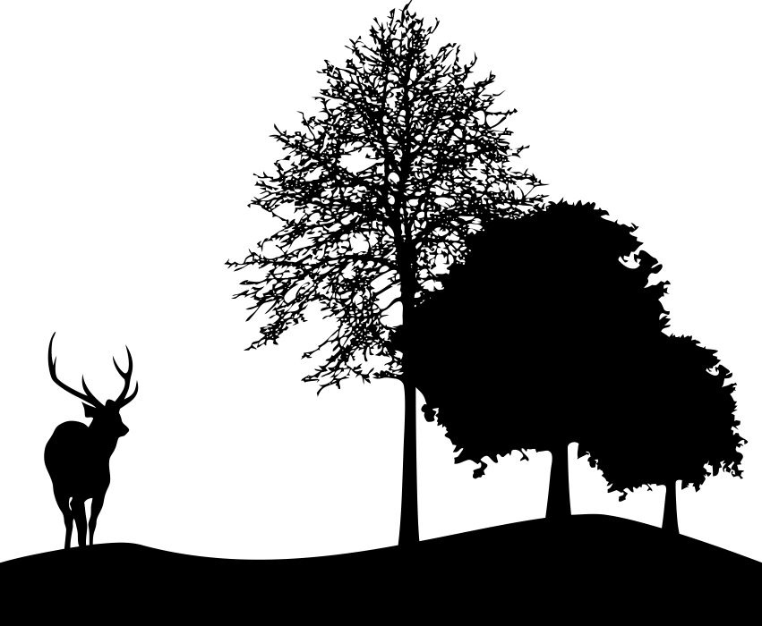 Deer And Tree Silhouette DXF File Free Download - 3axis.co