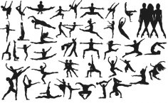 Vector Dancing People Silhouettes Free Vector