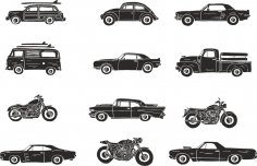 Retro Vehicle Vector Pack Free Vector