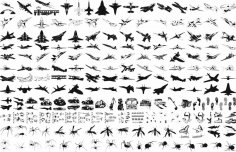 Military plane silhouette vector pack Free Vector