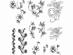 Flowers Vector dxf File