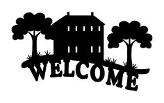 Welcome sign cabin dxf File