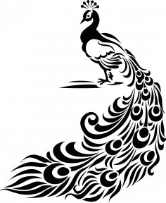 Vintage Peacock Feather Stencil or Vinyl Decal Free Vector