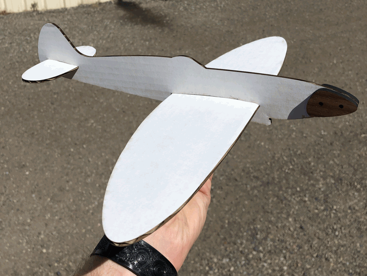 Laser Cut Balsa Spitfire Glider DXF File Free Download - 3axis.co - 3D model önizlemesi